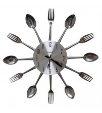 DIY Cutlery Kitchen Spoon Fork Mirror Sticker Wall Clock